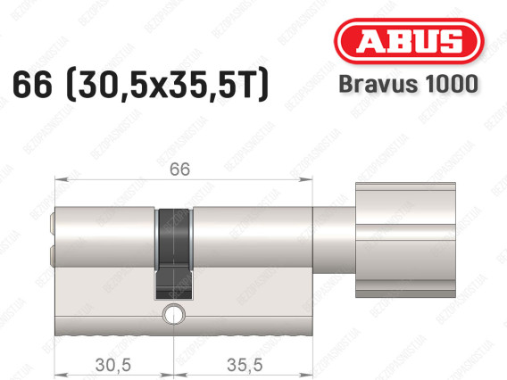 Циліндр ABUS BRAVUS 1000 Compact, з тумблером, 65 мм (30х35Т)