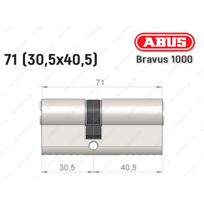 Циліндр ABUS BRAVUS 1000 Compact, ключ-ключ, 70 мм (30х40)