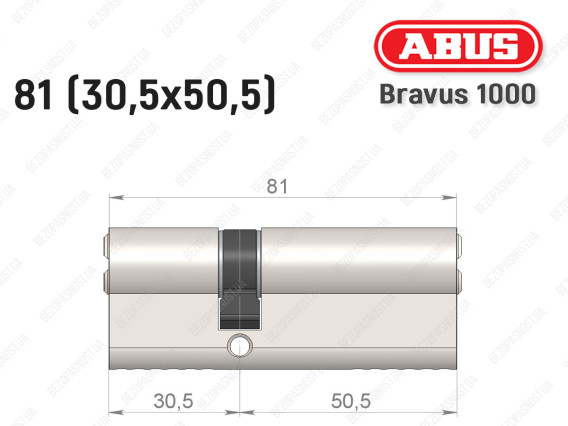 Цилиндр ABUS BRAVUS 1000 Compact, ключ-ключ, 80 мм (30х50)
