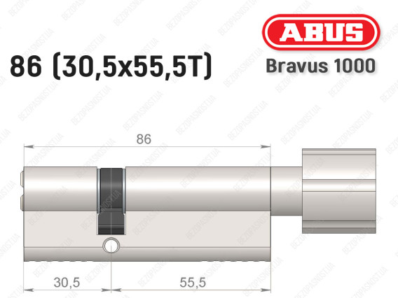 Цилиндр ABUS BRAVUS 1000 Compact, с тумблером, 85 мм (30х55Т)