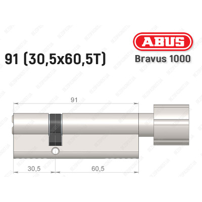 Циліндр ABUS BRAVUS 1000 Compact, з тумблером, 90 мм (30х60Т)