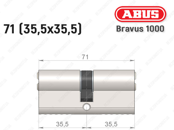 Циліндр ABUS BRAVUS 1000 Compact, ключ-ключ, 70 мм (35х35)
