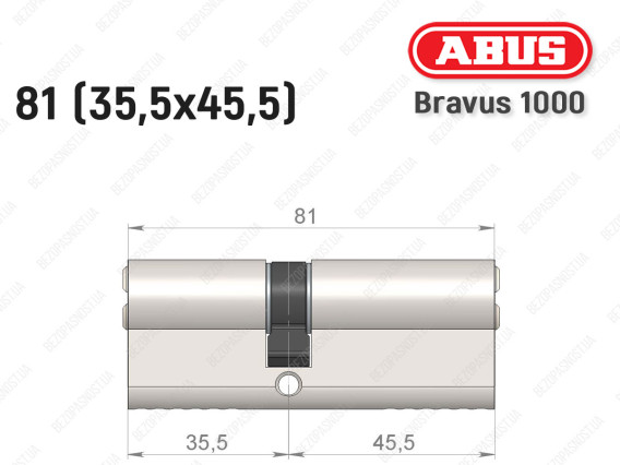 Цилиндр ABUS BRAVUS 1000 Compact, ключ-ключ, 80 мм (35х45)
