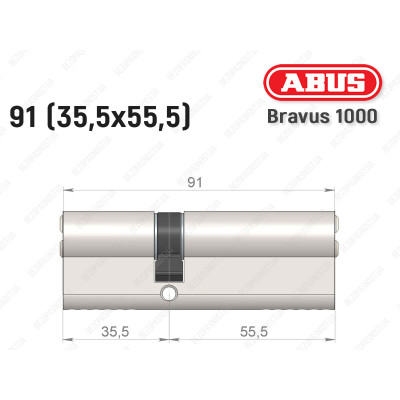 Циліндр ABUS BRAVUS 1000 Compact, ключ-ключ, 90 мм (35х55)