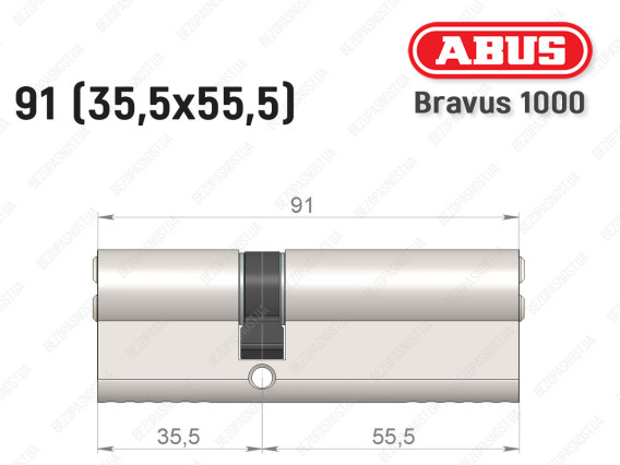 Цилиндр ABUS BRAVUS 1000 Compact, ключ-ключ, 90 мм (35х55)