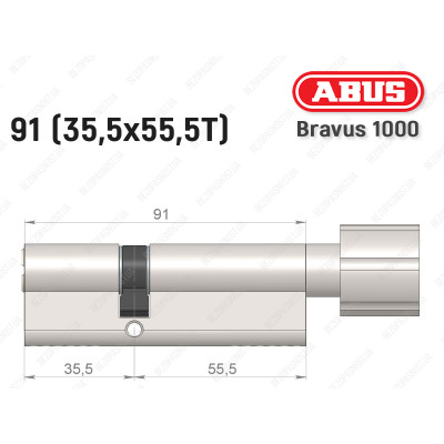 Циліндр ABUS BRAVUS 1000 Compact, з тумблером, 90 мм (35х55Т)