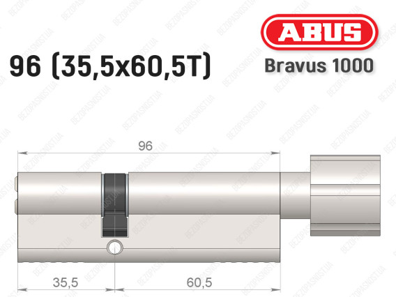 Циліндр ABUS BRAVUS 1000 Compact, з тумблером, 95 мм (35х60Т)