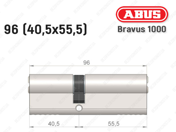 Цилиндр ABUS BRAVUS 1000 Compact, ключ-ключ, 95 мм (40х55)