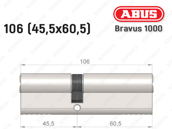 Цилиндр ABUS BRAVUS 1000 Compact, ключ-ключ, 105 мм (45х60)