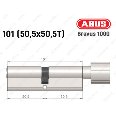 Цилиндр ABUS BRAVUS 1000 Compact, с тумблером, 100 мм (50х50Т)
