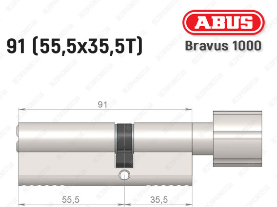 Циліндр ABUS BRAVUS 1000 Compact, з тумблером, 90 мм (55х35Т)
