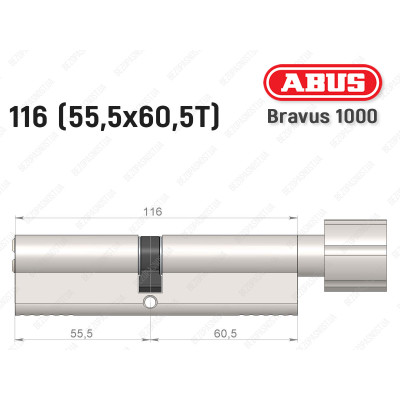 Циліндр ABUS BRAVUS 1000 Compact, з тумблером, 115 мм (55х60Т)