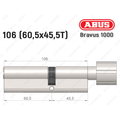 Циліндр ABUS BRAVUS 1000 Compact, з тумблером, 105 мм (60х45Т)