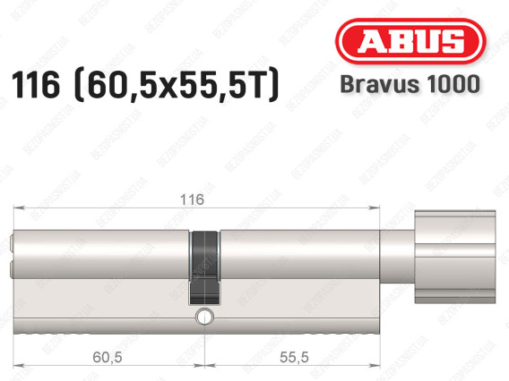 Циліндр ABUS BRAVUS 1000 Compact, з тумблером, 115 мм (60х55Т)