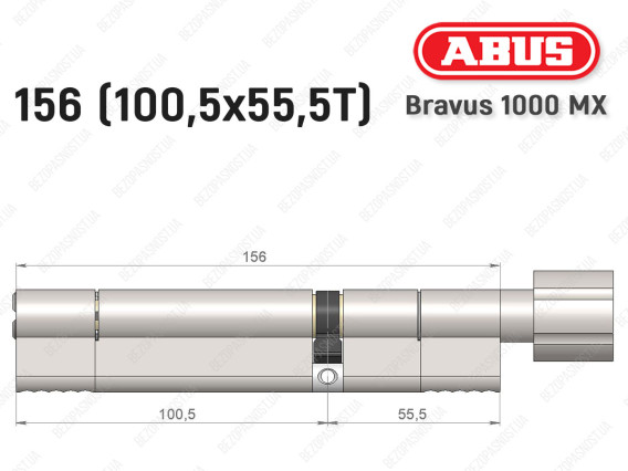 Циліндр ABUS BRAVUS 1000 MX, з тумблером, 155 (100x55T)