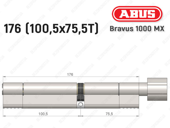 Циліндр ABUS BRAVUS 1000 MX, з тумблером, 175 (100x75T)