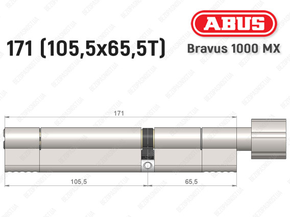 Циліндр ABUS BRAVUS 1000 MX, з тумблером, 170 (105x65T)