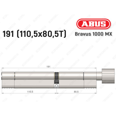 Циліндр ABUS BRAVUS 1000 MX, з тумблером, 190 (110x80T)