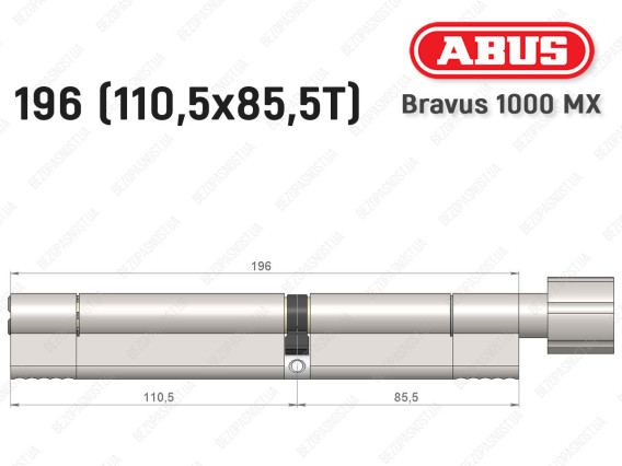 Цилиндр ABUS BRAVUS 1000 MX, с тумблером, 195 (110x85T)