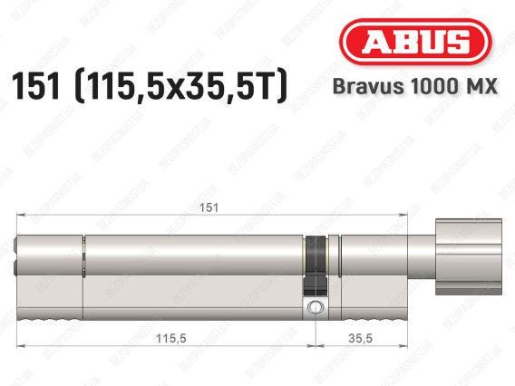 Циліндр ABUS BRAVUS 1000 MX, з тумблером, 150 (115x35T)