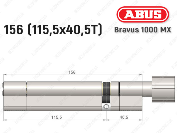 Циліндр ABUS BRAVUS 1000 MX, з тумблером, 155 (115x40T)