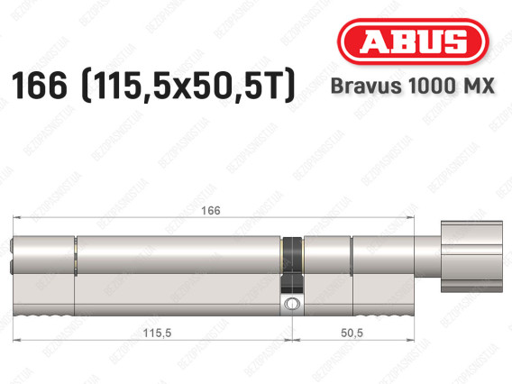 Циліндр ABUS BRAVUS 1000 MX, з тумблером, 165 (115x50T)