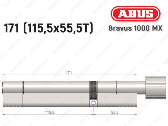 Циліндр ABUS BRAVUS 1000 MX, з тумблером, 170 (115x55T)