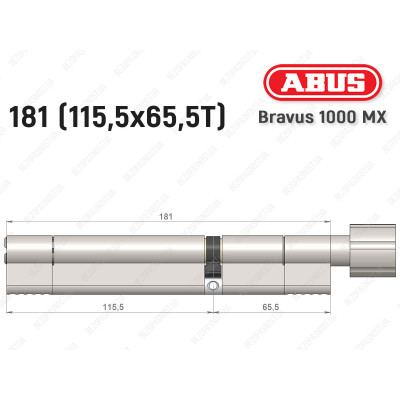 Циліндр ABUS BRAVUS 1000 MX, з тумблером, 180 (115x65T)