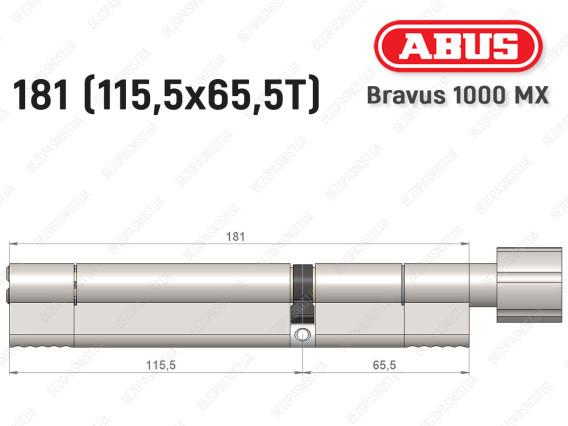 Цилиндр ABUS BRAVUS 1000 MX, с тумблером, 180 (115x65T)