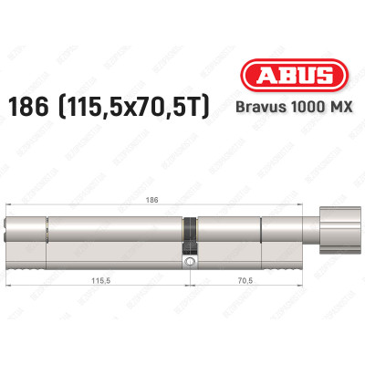 Циліндр ABUS BRAVUS 1000 MX, з тумблером, 185 (115x70T)