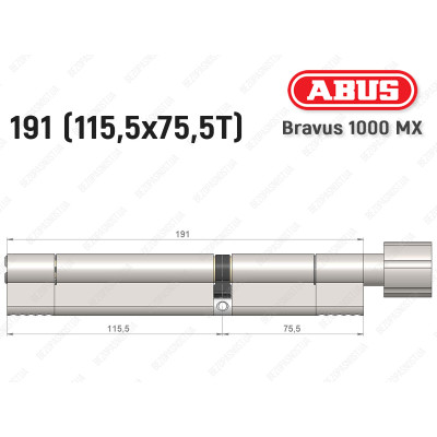 Циліндр ABUS BRAVUS 1000 MX, з тумблером, 190 (115x75T)