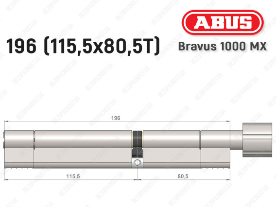 Циліндр ABUS BRAVUS 1000 MX, з тумблером, 195 (115x80T)
