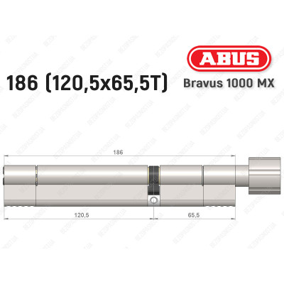 Циліндр ABUS BRAVUS 1000 MX, з тумблером, 185 (120x65T)