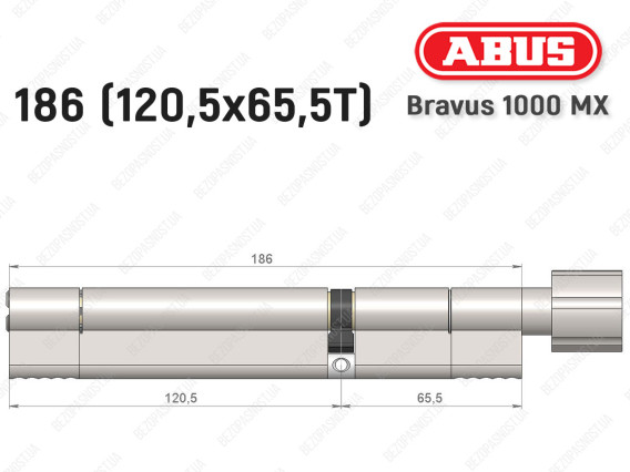 Цилиндр ABUS BRAVUS 1000 MX, с тумблером, 185 (120x65T)