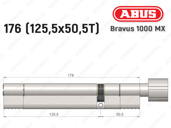 Циліндр ABUS BRAVUS 1000 MX, з тумблером, 175 (125x50T)