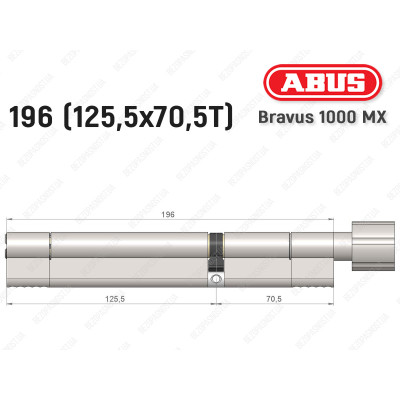 Циліндр ABUS BRAVUS 1000 MX, з тумблером, 195 (125x70T)