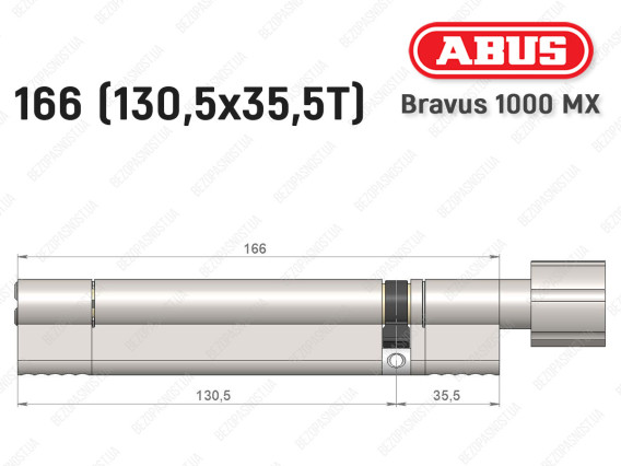 Циліндр ABUS BRAVUS 1000 MX, з тумблером, 165 (130x35T)