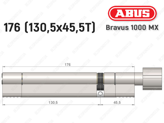 Циліндр ABUS BRAVUS 1000 MX, з тумблером, 175 (130x45T)