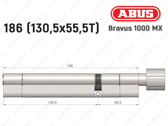 Цилиндр ABUS BRAVUS 1000 MX, с тумблером, 185 (130x55T)
