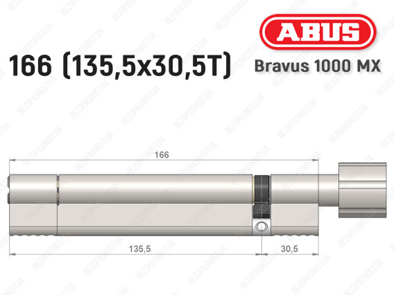 Цилиндр ABUS BRAVUS 1000 MX, с тумблером, 165 (135x30T)