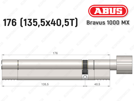 Цилиндр ABUS BRAVUS 1000 MX, с тумблером, 175 (135x40T)