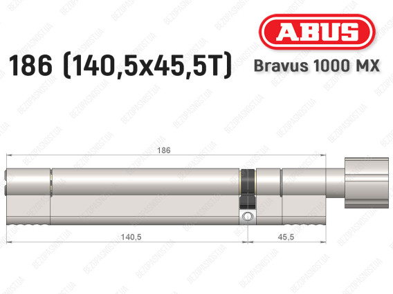 Циліндр ABUS BRAVUS 1000 MX, з тумблером, 185 (140x45T)