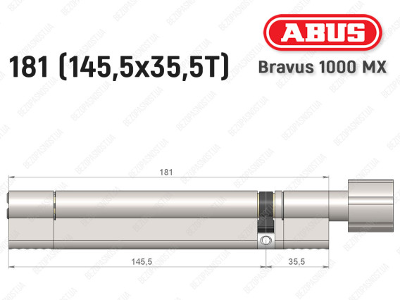 Цилиндр ABUS BRAVUS 1000 MX, с тумблером, 180 (145x35T)