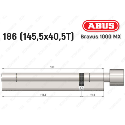 Циліндр ABUS BRAVUS 1000 MX, з тумблером, 185 (145x40T)