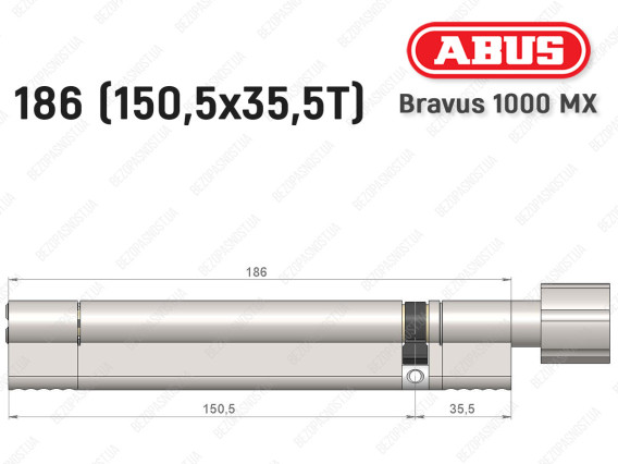 Цилиндр ABUS BRAVUS 1000 MX, с тумблером, 185 (150x35T)