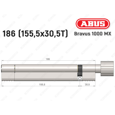 Циліндр ABUS BRAVUS 1000 MX, з тумблером, 185 (155x30T)