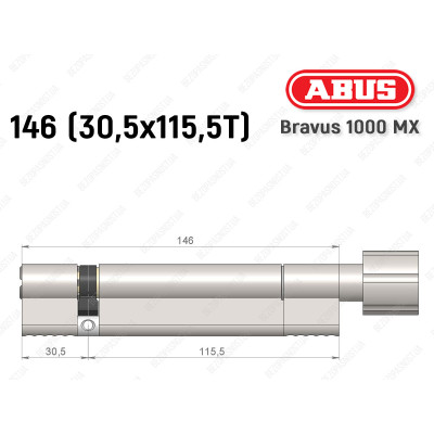 Цилиндр ABUS BRAVUS 1000 MX, с тумблером, 145 (30x115T) Цилиндр ABUS BRAVUS 1000 MX, с тумблером, 145 (30x115T)