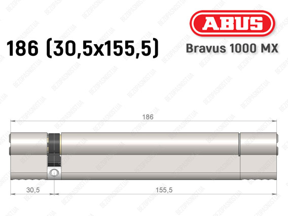 Цилиндр ABUS BRAVUS 1000 MX, ключ-ключ, 185 (30x155)