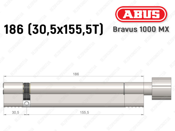 Циліндр ABUS BRAVUS 1000 MX, з тумблером, 185 (30x155T)