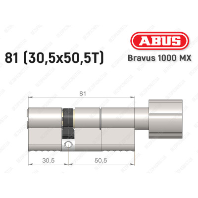Цилиндр ABUS BRAVUS 1000 MX, с тумблером, 80 (30x50T)